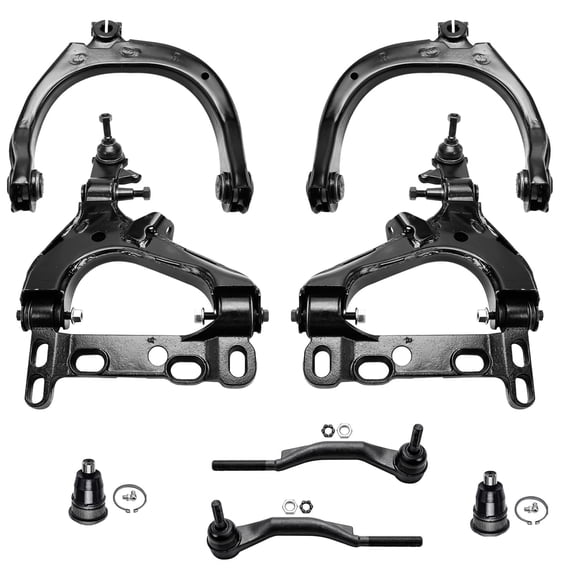 Detroit Axle - Front 8pc Control Arms Kit for Chevy Trailblazer EXT GMC Envoy XL XUV Buick Rainier Isuzu Ascender, Upper & Lower Control Arms Upper Ball Joints Outer Tie Rods
