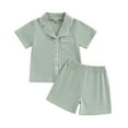 thumbnail image 5 of zaveiop Girls Pajamas Set 100% Cotton PJ Set Button-Down Short Sleeve Sleepwear (Green, 3-4 Years), 5 of 5