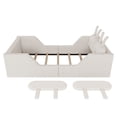 thumbnail image 6 of Twin Size Upholstered Platform Bed with Rabbit Cushion, Floor Upholstered Bed with Removable Side Rails, 6 of 9