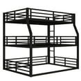 thumbnail image 4 of Heavy-Duty Black Metal Triple Bunk Bed - Full/Full XL over Queen over Queen, Space-Saving Design for Guest Rooms &amp; Shared Spaces, Noise-Reduced, Safety Guardrails, 82.7"L, 4 of 15