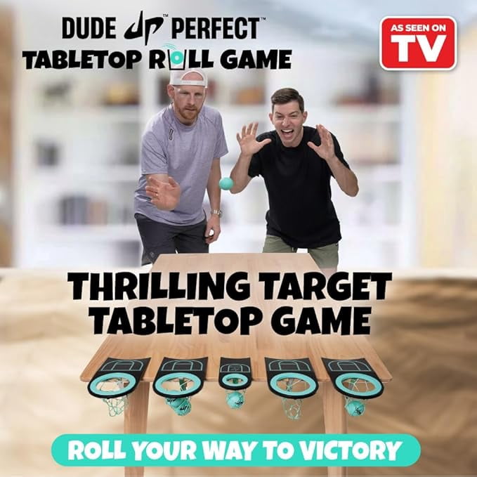 Dude Perfect Tabletop Roll, a Target Toss Game, for Kids and Adults, Great for Family and Friend Game Night, Perfect for a Gift and Parties, Ages 6+