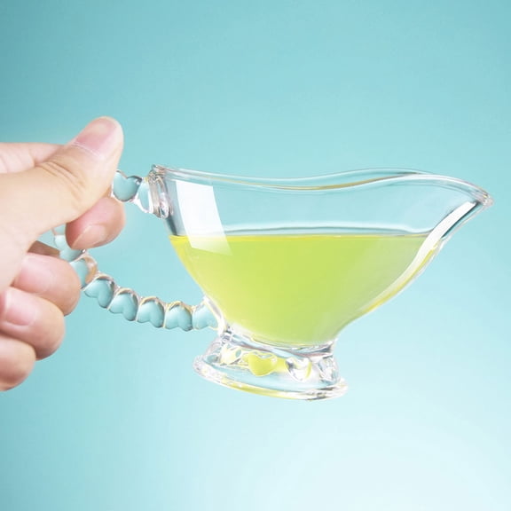 Clear Glass Gravy Sauce Boat with Handle - Mini Creamer Pitcher for Coffee, , and Sauce Serving Dish