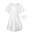 thumbnail image 2 of Girls Angel Costume, 3 Pcs Dress Halo Wings White Fancy Dress Up for Nativity Halloween Christmas 3-4 Years, 2 of 7