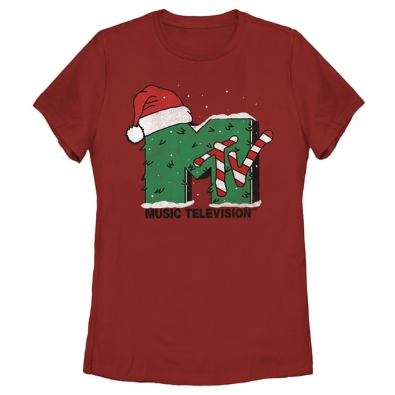 Women's MTV Christmas Monster Logo Graphic Tee Red X Large