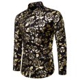 thumbnail image 3 of Fashion Men Printing Blazer Slim Fit Long Sleeve Turn-down Collar Shirts, 3 of 6