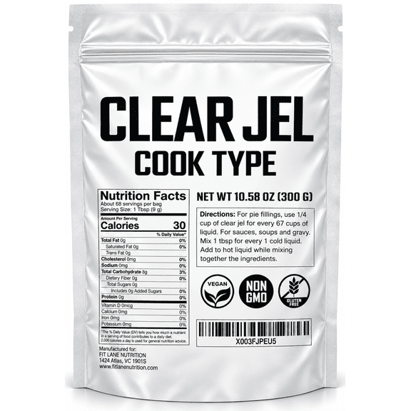 Clear Jel Cook Type Powder for Canning, Cooking and Pie Filling - 300 Gram Value Size Bag by Fit Lane Nutrition