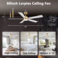 thumbnail image 7 of 60 Inch Smart Ceiling Fan with Lights Remote,Control via Voice Alexa Google App Wifi,Silent DC Motor,Dimmable,Outdoor Indoor Modern Ceiling Fans for Large Bedroom Living Room Patio,Gold White Black, 7 of 7