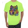 thumbnail image 1 of Colorful Majestic Neon Atric Wolf | Dean Russo Art Animal Lover Men's T-Shirt, Safety Green, 5XL, 1 of 5