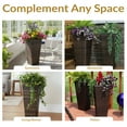thumbnail image 4 of Sunnydaze Modern Decorative Standing Square Polyrattan Planter Containers - 24" Tall - Brown - 2-Pack, 4 of 9