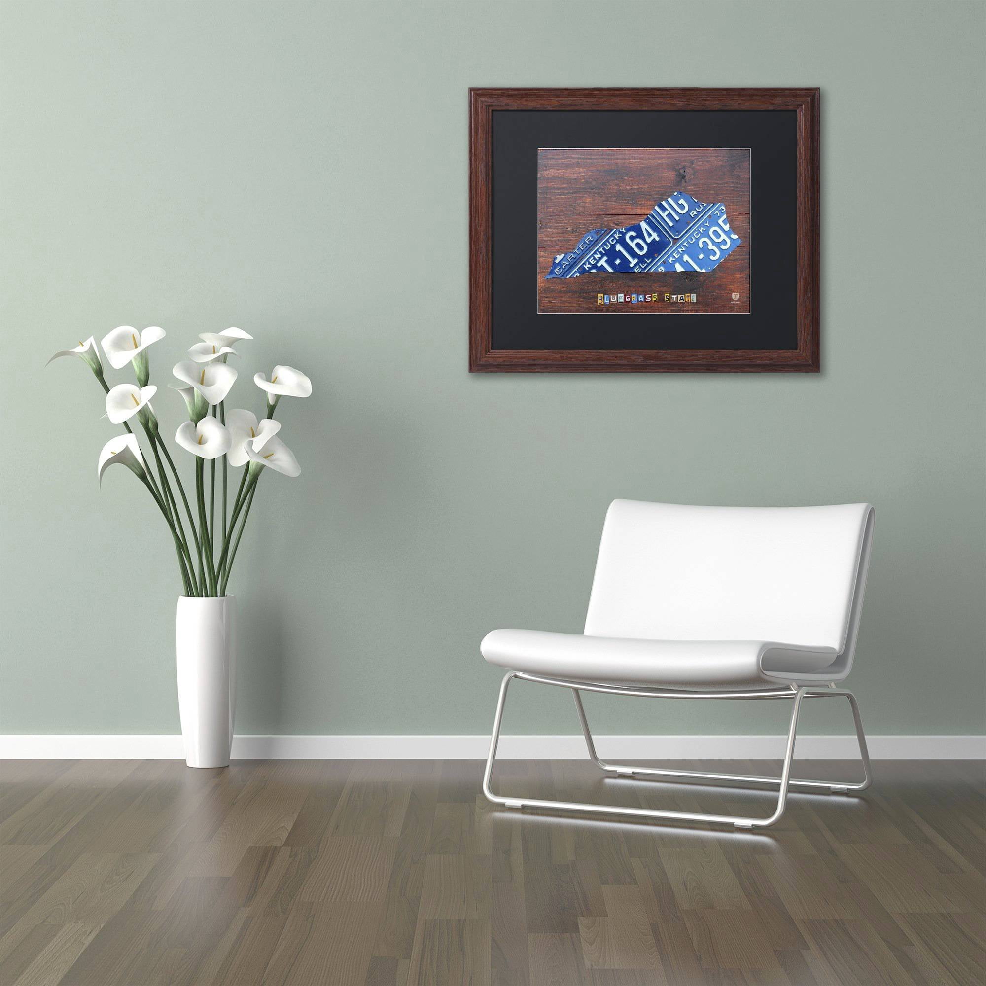 Trademark Fine Art 'Kentucky License Plate Map' Canvas Art by Design Turnpike, Black Matte, Wood Frame