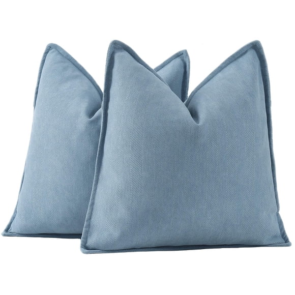 MADIZZ Textured Chenille Throw Pillow Covers Set of 2 Super Soft Decorative Pillow Covers Boho Cushion Covers Modern Farmhouse Home Decor for Sofa Bedroom 22x22 inch Blue