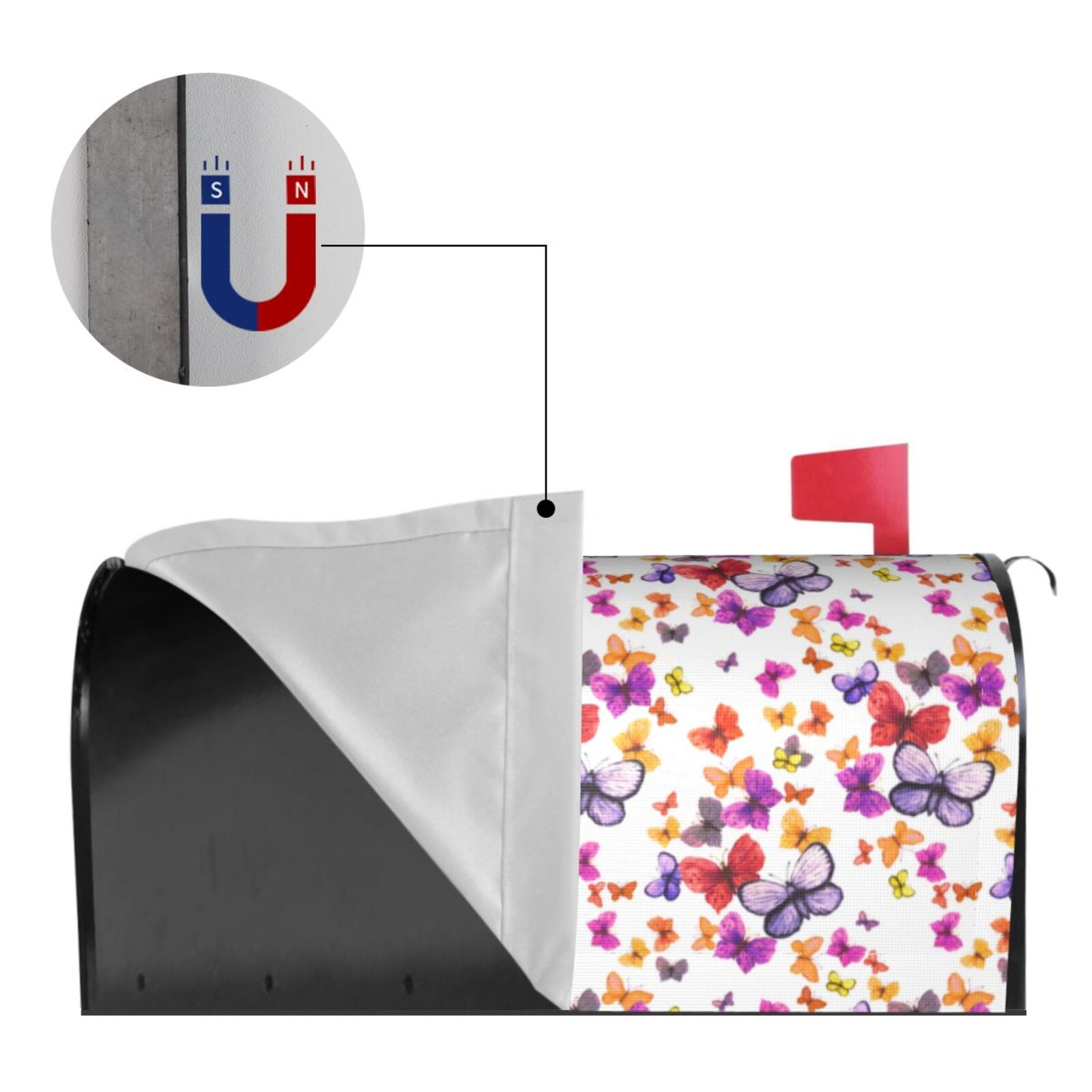 Logiee watercolor butterflies Print Post Letter Box Wrap Decor, Mailbox Cover Suitable for Standard Mailbox and Large Size Mailbox,Outdoor Yard Decoration-21x18 in