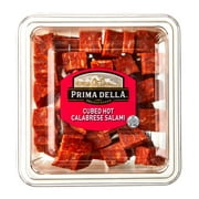 Prima Della Cubed Hot Calabrese Salami, Serving Size 1oz, 5g Protein per Serving, 6oz Plastic Cup