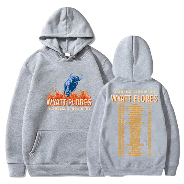 Wyatt Flores Sudaderas con capucha Bienvenido a The Plains Tour Merch Mujeres Hombres Moda Sudaderas de manga larga,Grey,XS