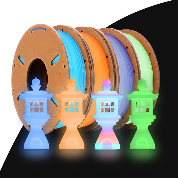 Glow in The Dark Filament, 3D Printer Filament Bundle, 250g X 4 Pack Dimensional Accuracy /- 0.03mm for Most FDM 3D Printers