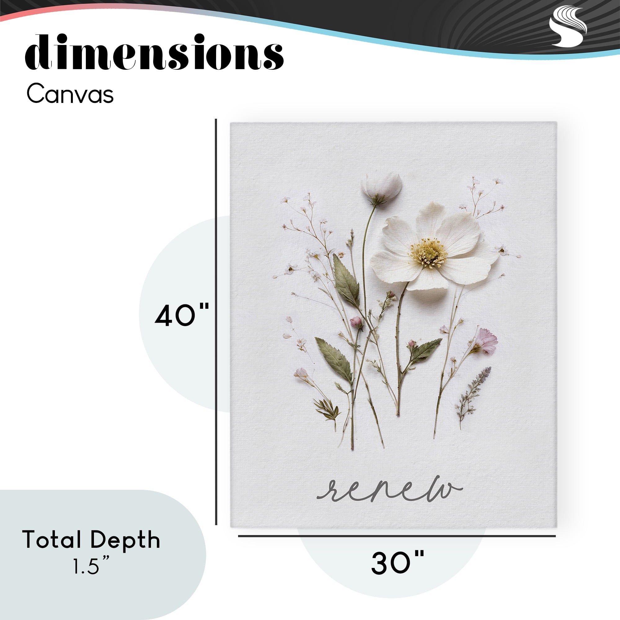 Pressed Flowers Renew Canvas Wall Art, design by Lettered and Lined