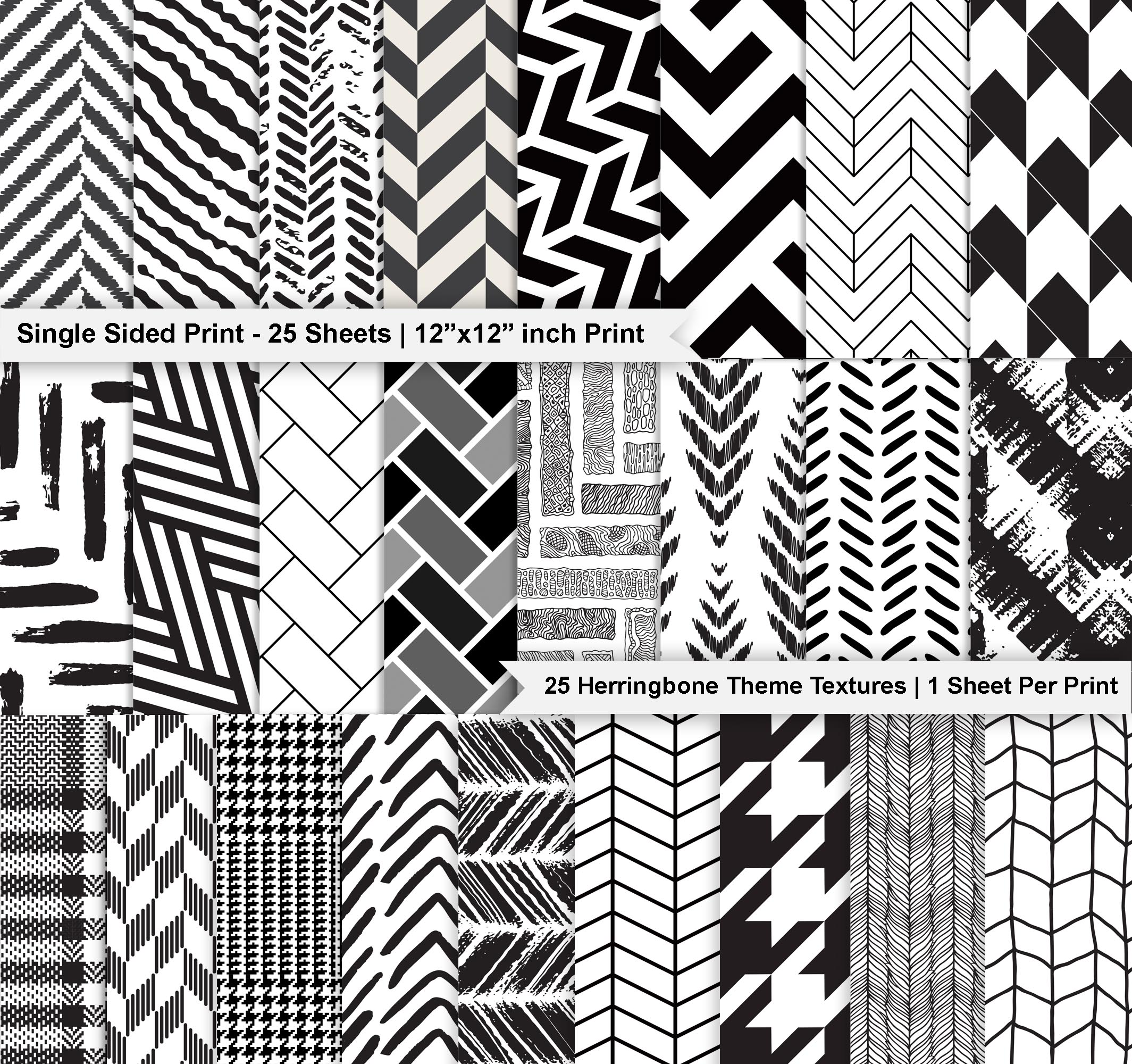 Inkdotpot 25 Sheets Herringbone Scrapbook Paper Pad 12x12- Single-Sided Scrapbook Paper- Colorful Cardstock Paper Scrapbooking DIY Decorative Background Cardmaking Supplies- Journal Craft Paper
