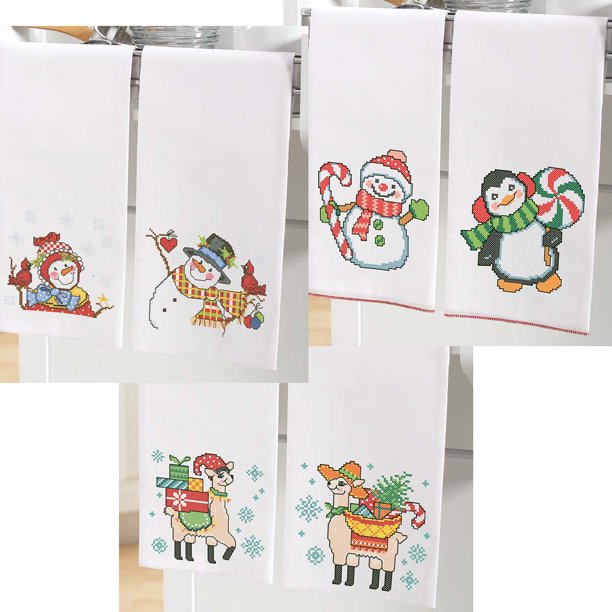 Herrschners® Holiday Towels Sets Stamped CrossStitch