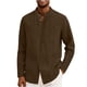 thumbnail image 1 of Ceisia Men's Relaxed Fit Linen Blend Stand Collar Shirt, Solid Color Long Sleeve Casual Button-Up Top Gifts, 1 of 6
