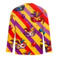 thumbnail image 3 of Men's Mardi Gras Shirts Mask Print Festival Crewneck Versatile Style Tshirt Crewneck Long Sleeve Blouse, 3 of 4
