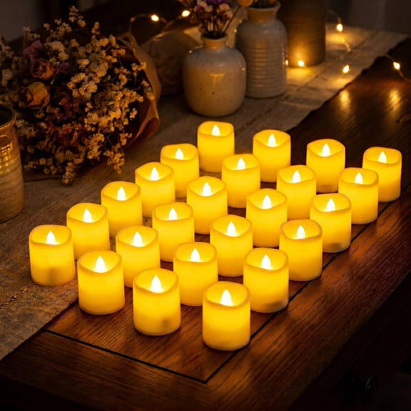 DAYBETTER Flameless Candles 24 Pack, Warm White LED Candles, Realistic Glow Decorative Lights for Weddings, Parties, Holidays & Home Decor