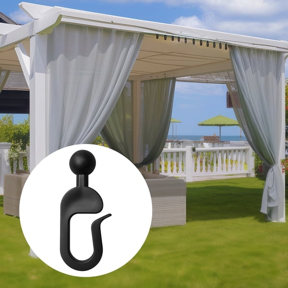 100 Pcs Black Plastic Curtain Hooks, Ball Top Hooks for Gazebo, Canopy, Mosquito Net, Drapes, Outdoor Shelter, Universal Hanging Clips