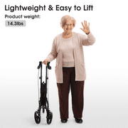 MaxKare 3-Wheel Rolling Walker for Seniors Foldable Rollator Walker with Basket & Tray, 300Lbs Weight Capacity, Height Adjustable, Black