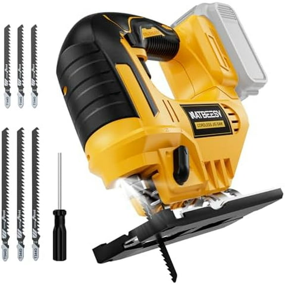 JigSaw Compatible With Dewalt 20v Max Battery, Cordless jig saw tool, LED Work Light,45° Beveled Cuts Variable Speed 2900RPM, 3 Orbital Action, with Jigsaw Blades for Curve Cutting (NOT Battery)