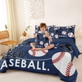 thumbnail image 3 of Castle Fairy Eat Sleep Baseball King Bedding 7pcs, Sport Theme King Bed in a Bag, Navy White,Navy Blue Reversible, 3 of 7