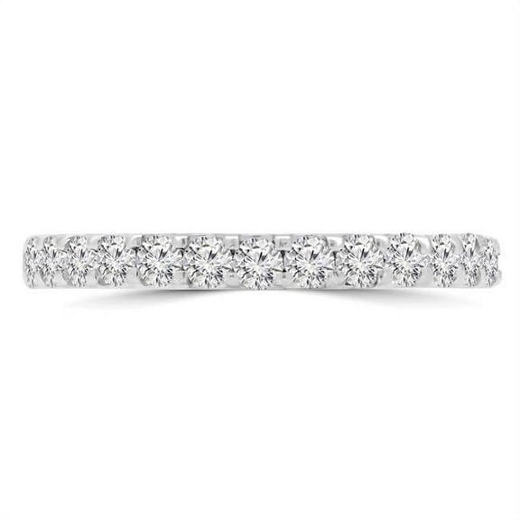 0.4 CTW Round Diamond Semi-Eternity Wedding Band Ring in 14K White Gold - Size 3.25