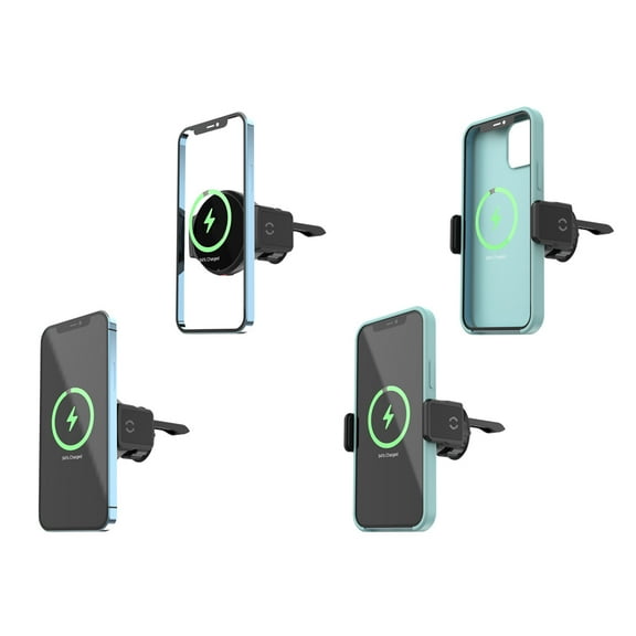 Meidi MagSafe/Universal Compatible 15W Wireless Charger Vent Mount, 18W USB A Car Charger, Black