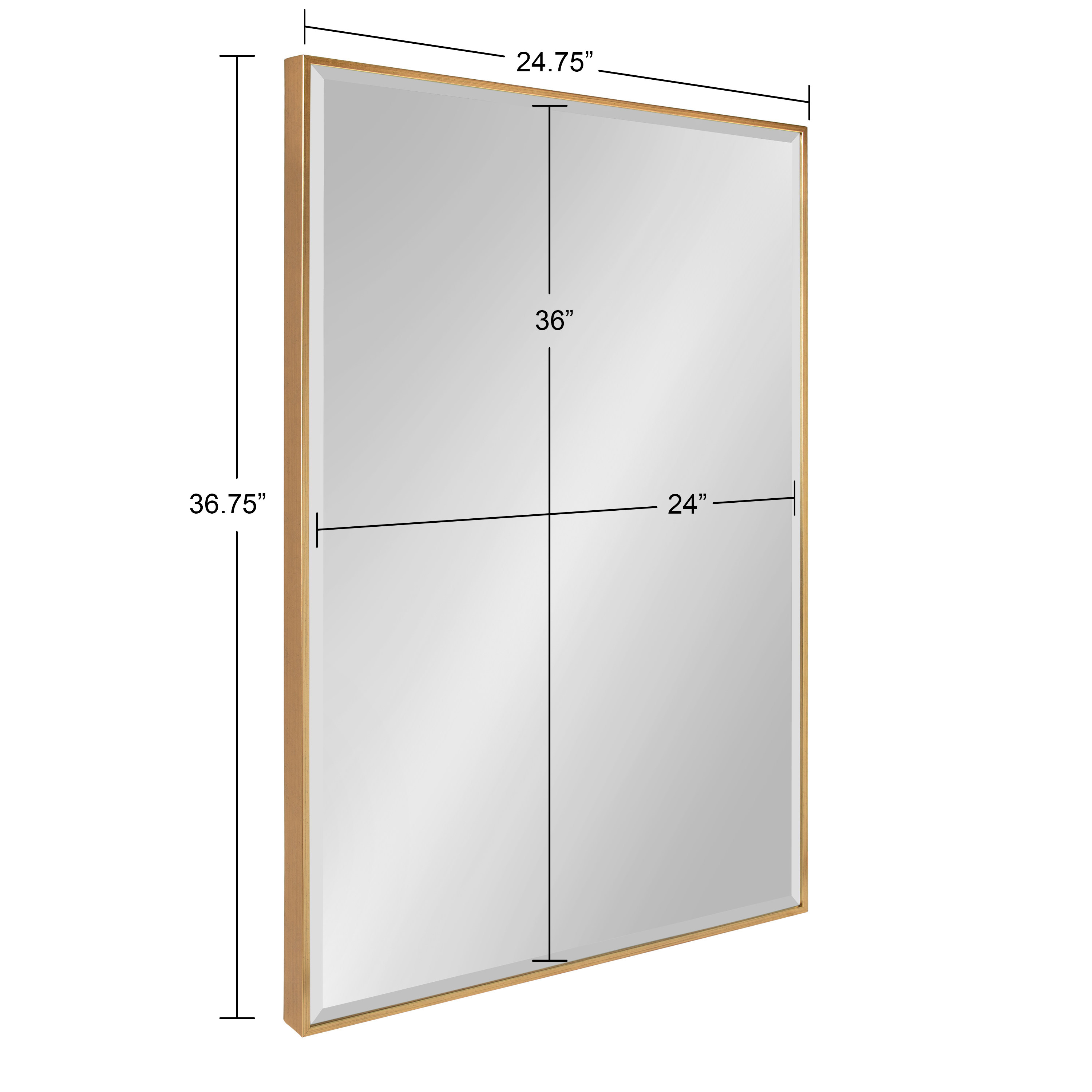 Kate and Laurel Rhodes Large Framed Decorative Rectangle Wall Mirror, 24.75x36.75 Gold