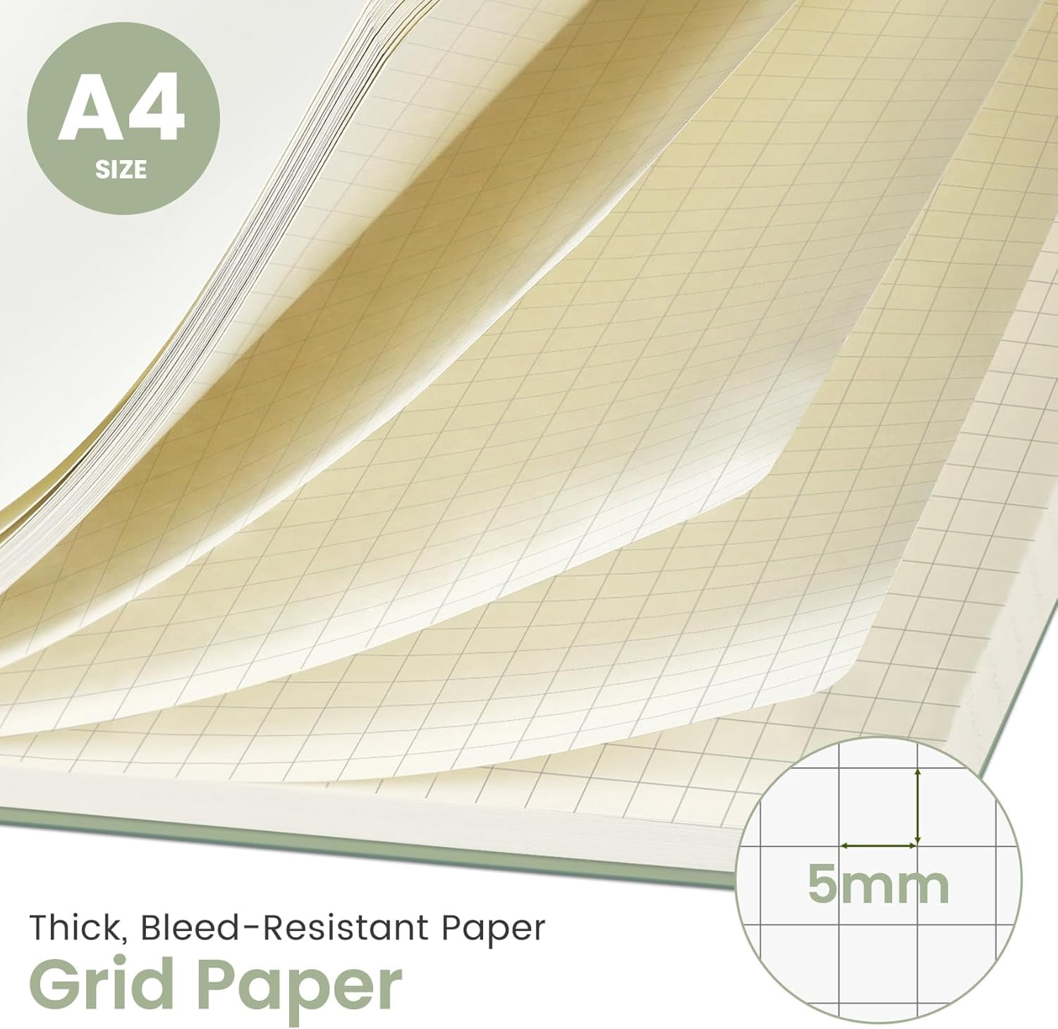 PrimeCook Shop Spiral Graph Notebook, 8.5"x11" Notebooks for Work, Large A4 Journal for Women & Men, Grid Notebook, Journaling Notebook for Writing, Plastic Cover Spiral Journal, Green
