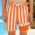 thumbnail image 2 of PRfgtbd Boys Swim Trunks With Compression Liner Striped Print Beach Shorts Swimsuit Bathing Suit Kids Elastic Waistband Swim Shorts 5-6 Years, 2 of 4