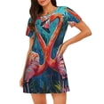 thumbnail image 1 of Easygdp Romantic Flamingo Pair Camisón de manga corta para mujer, informal, estampado, 1 of 6