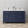 thumbnail image 2 of Wyndham Collection Beckett 60" Wood Double Bathroom Vanity in Dark Blue/Nickel, 2 of 6