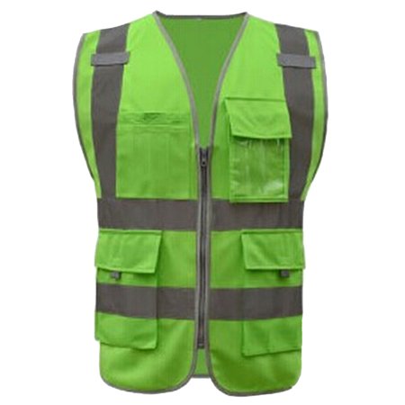 GOGO 9 Pockets High Visibility Zipper Front Safety Vest With Reflective ...