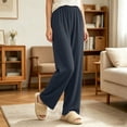 thumbnail image 6 of SHTXOZHI Breathable Pants for Girls Elastic Waist Loose Lightweight Loungewear Soft Solid Color Wide Leg Pants, 6 of 7