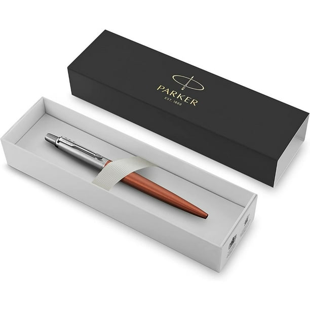 Bolígrafo Parker Jotter Core Naranja Acero Inoxidable Terminado En Cromo Tinta Azul Punto Mediano Parker Unisex