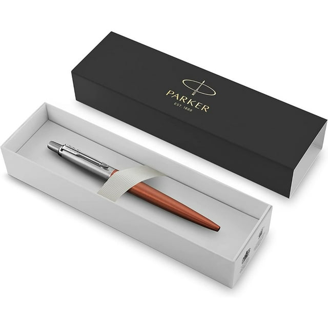 Bolígrafo Parker Jotter Core Naranja Acero Inoxidable Terminado En Cromo Tinta Azul Punto Mediano Parker Unisex