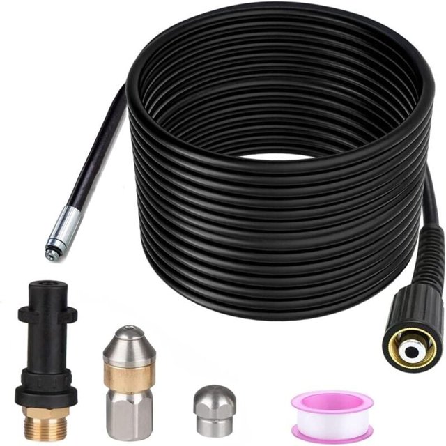 15m Pipe Cleaner for Kärcher Pressure Washer Wider Professional Pipe Compatible K2-K7/HD/HDS 180bar 60c °