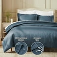 thumbnail image 4 of Superior Egyptian Cotton 850 Thread Count Duvet Cover Set, Full/Queen, Dark Blue, 4 of 6
