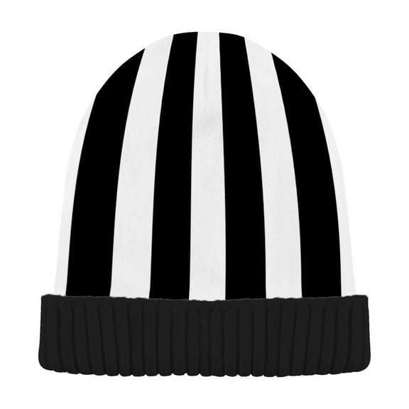 joogoo White and Black Stripe Pattern Beanie Hats Men Women Cuffed Skull Cap Winter Warm Knit Thick Beanies