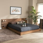 Baxton Studio Elina Contemporary/Modern Engineered Wood Storage Platform Bed, King, Walnut Brown