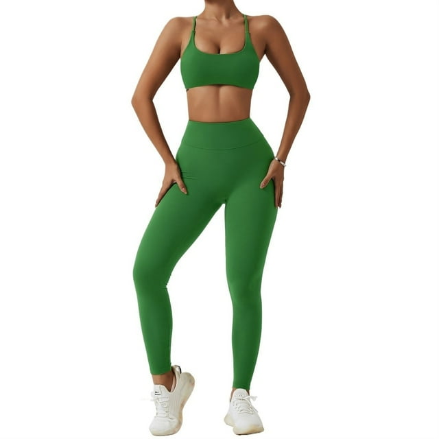 Conjuntos de entrenamiento for mujeres 2 piezas de talle alto sin costuras con sujetador deportivo acolchado conjuntos de ropa de gimnasio