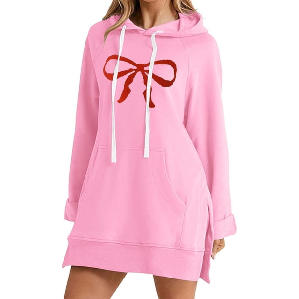 WILLBEST Vestido Casual Para Mujer, Cómodo Vestido Retro Con Estampado De Cómodo Y Transpirable., Sudadera De Manga Larga Con Capucha Y Bolsillo 1273