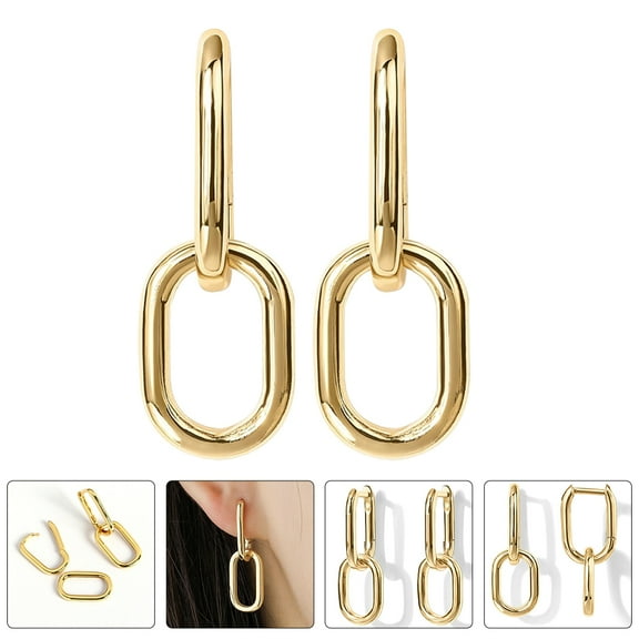 PBPBOX 1 Pair of Geometric Hoop Ear Danglers in Golden for Birthday