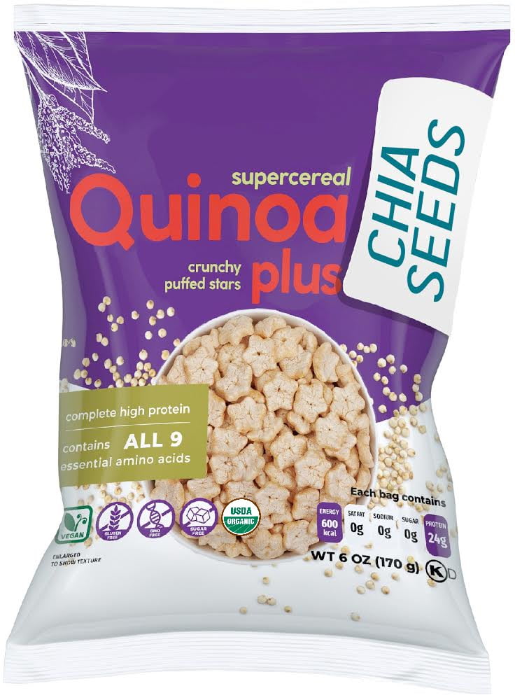 AwsumSnacks Organic Quinoa & Chia Seeds Supercereal - Healthy Breakfast Cereal -  Kosher Grain & Gluten Free Cereals Snack, Vegan and Diabetic Snacks - 6 oz