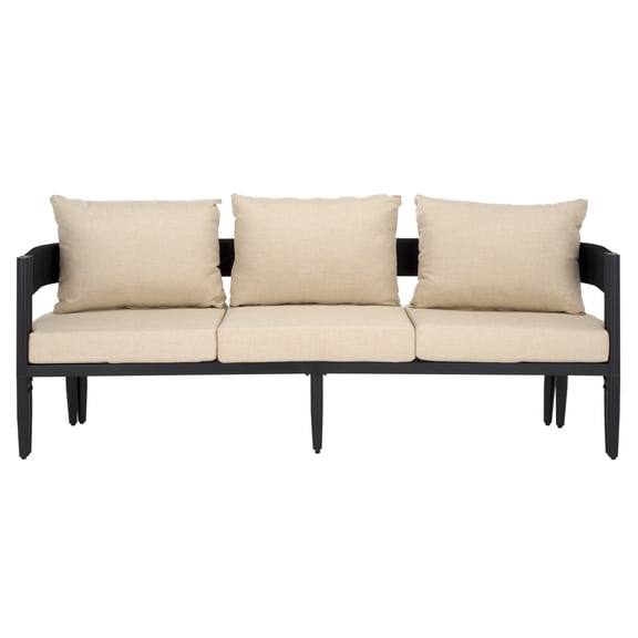 Safavieh Viola Metal Outdoor Sofa, Black/Taupe