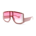 thumbnail image 3 of Multi Panel Shield Drop Temple Plastic Curved Top Racer Sunglasses All Pink, 3 of 4
